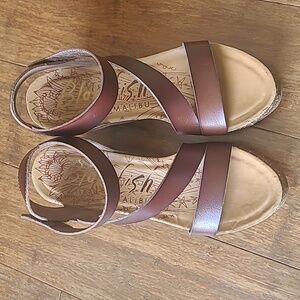 Dark Brown Blowfish Malibu wedge sandals